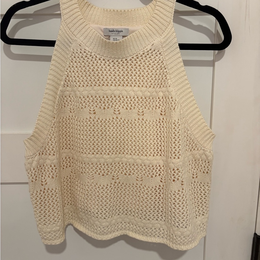 NWOT Set Haute Hippie Cream Knit Tank and Skirt - Picture 3 of 10